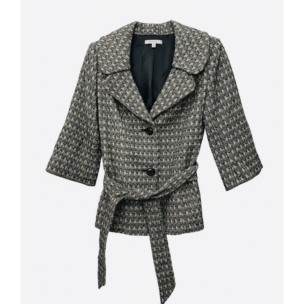 Vtg 90s Classiques Entier Blazer Jacket Belted Textured Academia Wool Blend M